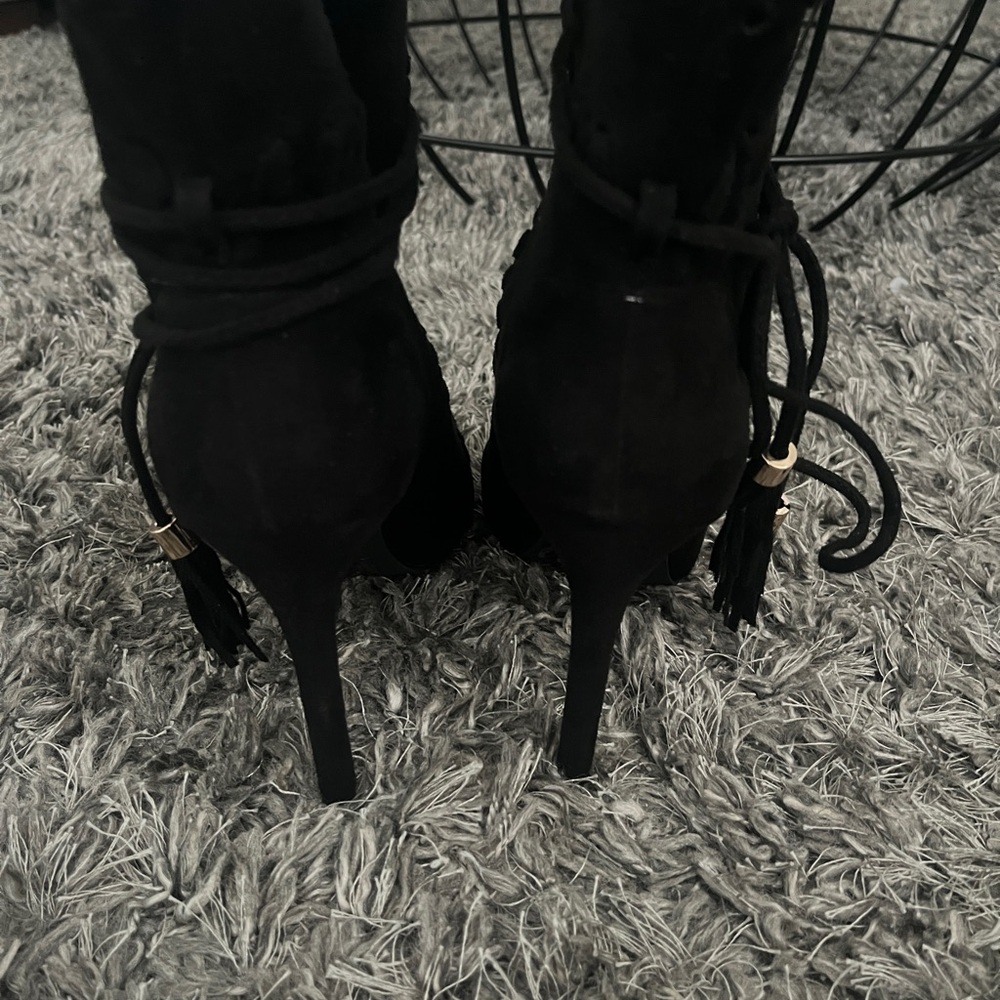 Open Toe Suede Ankle Boot - Picture 5 of 9